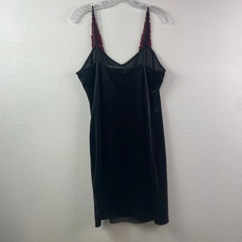 Gilligan & O'Malley Black Velvet Lace‎ Sequin Chemise Slip Dress Womens Large